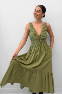 End Of Season Sale: Midnight Whispers Dress - Crispy Moss