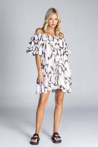 End Of Season Sale: Love Me A Little Mini Dress - Exclusive Chocolate with Ivory Floral Print