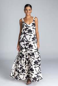 Break Your Heart Dress - Ivory with Black Floral