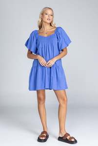 Sale Dresses: Love Me A Little Mini Dress - Juniper Blue