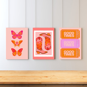 Tripe: Boots & Butterflies Triple Art Set