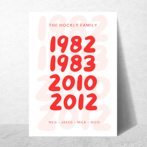 Family Years Bubble (Personalised) - Red/Pink