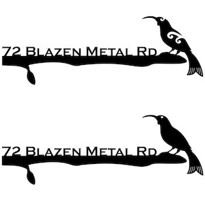 Huia on Branch - Weathering Steel Address Panel - Blazen.Metal