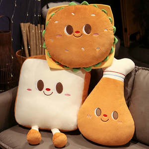 Fried Chicken Burger Plush Pillow – Kawaii Food Plush Toy