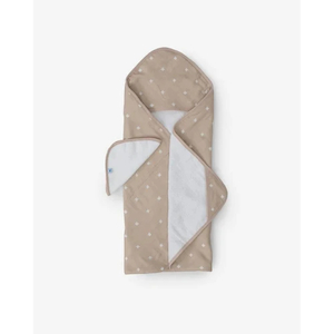 Hooded Towel + Wash Cloth - Taupe Cross Blissful Bubs