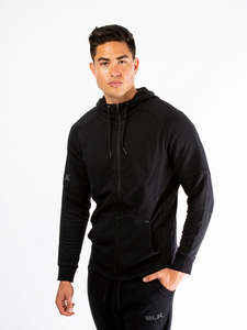 Mens Essential Zip Up Hoodie - Black