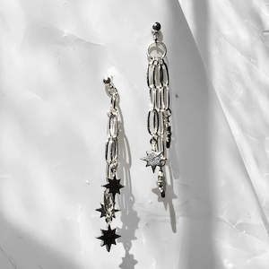 Jewellery: Star Chain Earrings - Silver