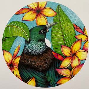 Decor Art: A3 Print - Tui and Frangipani