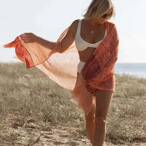 Lottie Sarong Scarf Coral White