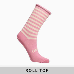 Merino Wool Roll Top Crew Socks - Meringue - Woman