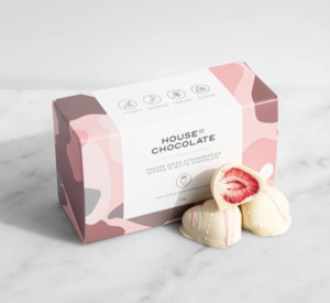 White Chocolate Freeze Dried Strawberries House of Chocolate - Bloom Bouquets