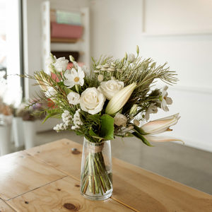 Blooms + Vase White and Green - Bloom Bouquets