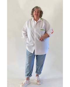 TOPS: NEON OVERSIZED SHIRT -White