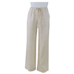 PANTS: WIDE LEG LINEN PANTS -Soft Cream