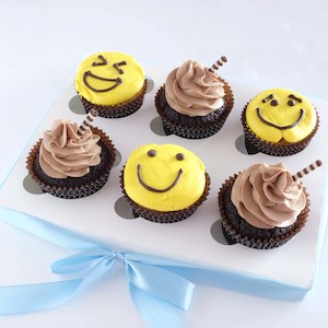 Emoji Bloom Cupcakes - Delivery Auckland - Fun Edible Gift: Happy Emoji Cupcakes