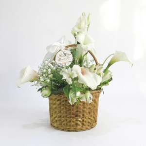 Sympathy Flowers: White Basket