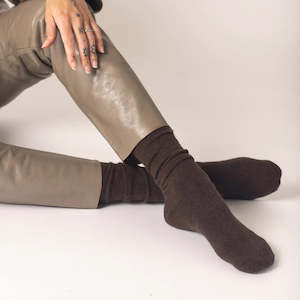 Nooan Possum Merino Wool HAMILTON Socks, Chicory Coffee