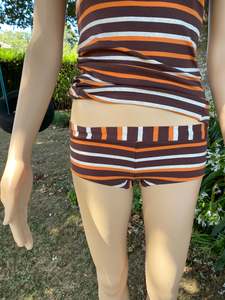 Lingerie: Piha Cheekies - Chocolate/Orange Stripe