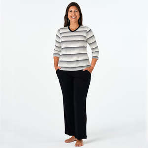 Long Length: Waihi Pyjama Set - Vanilla and Black Modal
