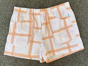 Shorts: Moeraki Shorties - Peach and Orange Plaid