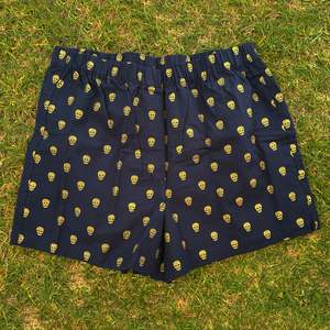 Moeraki Shorties - Navy with Gold Skulls