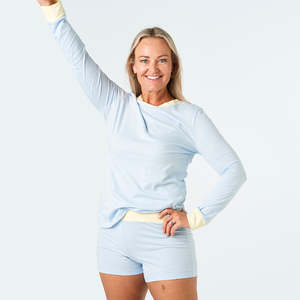 Mangawhai Long Sleeve Pyjama Set - Blue/Lemon