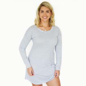 Opunaki Nightie - Grey and White Stripe