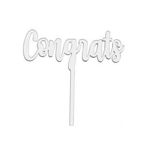 Acrylic Cake Topper - Congrats - Silver