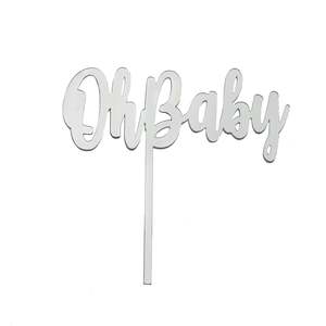 Cake Extras Toppers: Acrylic Cake Topper - Oh Baby - Silver