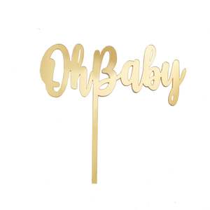 Acrylic Cake Topper - Oh Baby - Gold