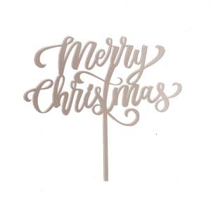 Cake Extras Toppers: Acrylic Cake Topper - Merry Christmas - Silver