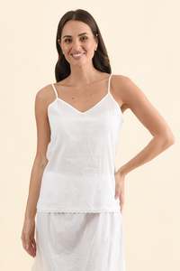 Undergarments: White Cotton Slip Cami