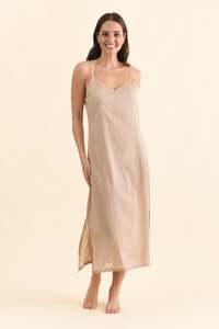 Nude Cotton Maxi Slip Dress
