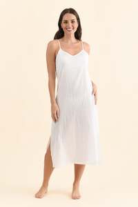 White Cotton Maxi Slip Dress