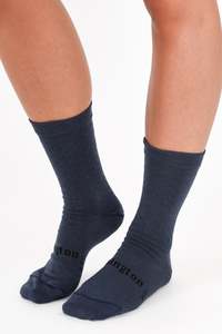 Undergarments: Midnight Merino Wool Soft Cuff Crew Socks