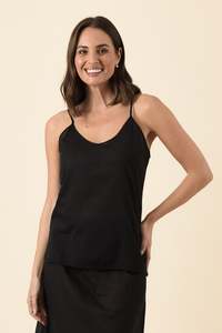 Black Cotton Slip Cami