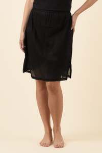 Black Cotton Slip Skirt