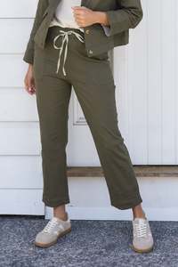 Edia Khaki Linen Blend Pants