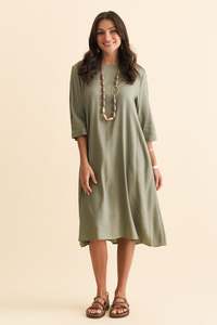 Khaki Clothing: Marley Khaki Linen Blend Dress