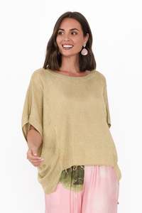 Drape Tops: Corsica Gold Shimmer Cotton Knit Top