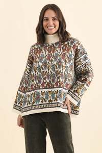 Nordin Cream Motif Knit Jumper