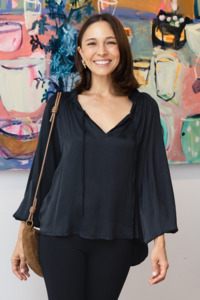 Drape Tops: Isaac Black Silk Ruched Top
