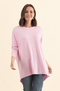 Drape Tops: Meryl Pink Wool Blend Drape Jumper