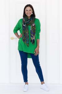 Drape Tops: Meryl Forest Green Wool Blend Drape Jumper