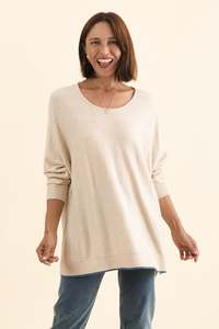 Drape Tops: Nick Beige Organic Cotton Knit Jumper