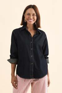 Abriella Dark Blue Denim Shirt