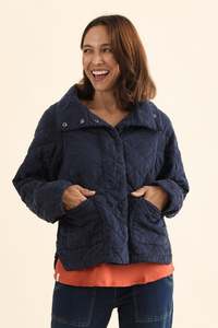 Navy Clothing: Aurora Navy Quilted Jacket
