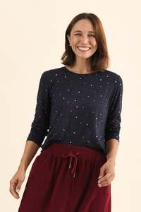 Kaja Navy Spot Long Sleeve Tee