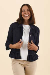 Dolores Navy Cotton Frill Jacket