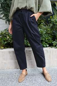 Andy Navy Cotton Barrel Pants
